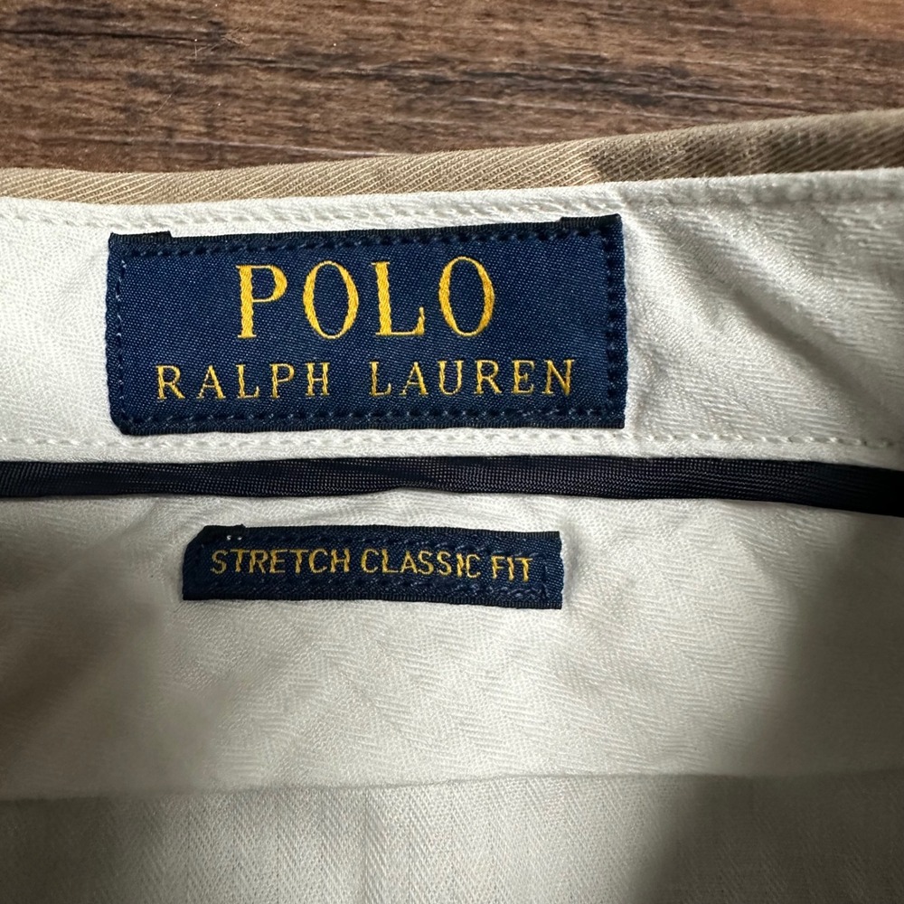 Polo Ralph Lauren Mens Stretch Classic Fit Chino Shorts Khaki Tan Size 35 Preppy - Picture 3 of 7